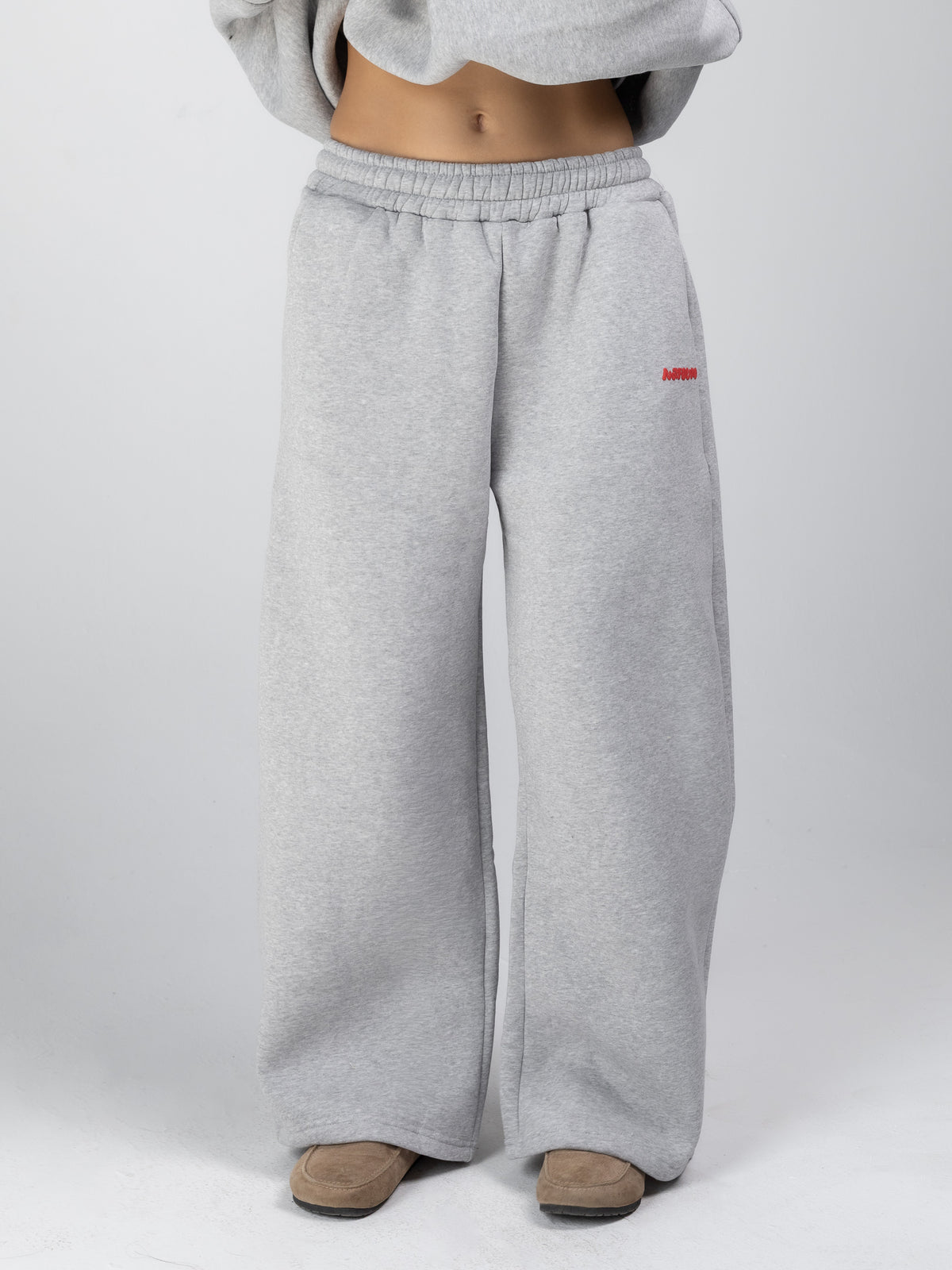 Wide Leg Sweats - Grey - grey wide leg sweats studio