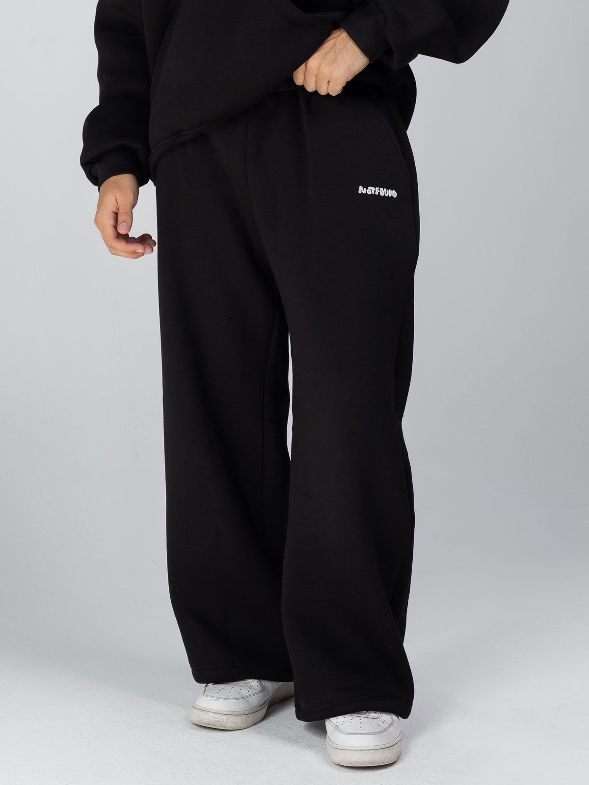 Wide Leg Sweats - Black - black wide leg sweats studio