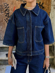 DARK CROPPED DENIM SHIRT