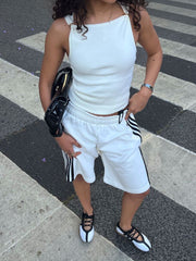 STRIPED SWEAT-SHORTS