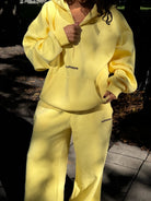 Quarter Zip Hoodie - Butter Yellow - yellow quarter zip lifestyle