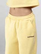 Wide Leg Sweats - Yellow - yellow wide leg sweats detail