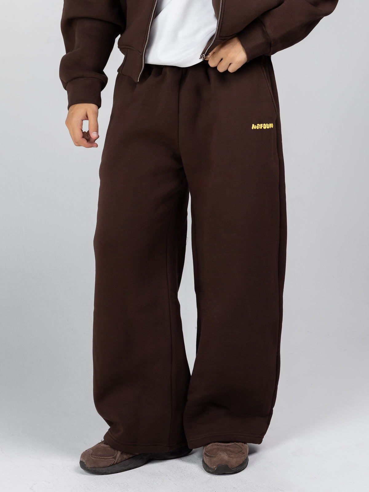 Wide Leg Sweats - Brown - brown wide leg sweats studio