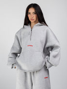 Quarter Zip Hoodie - Grey - grey quarter zip studio