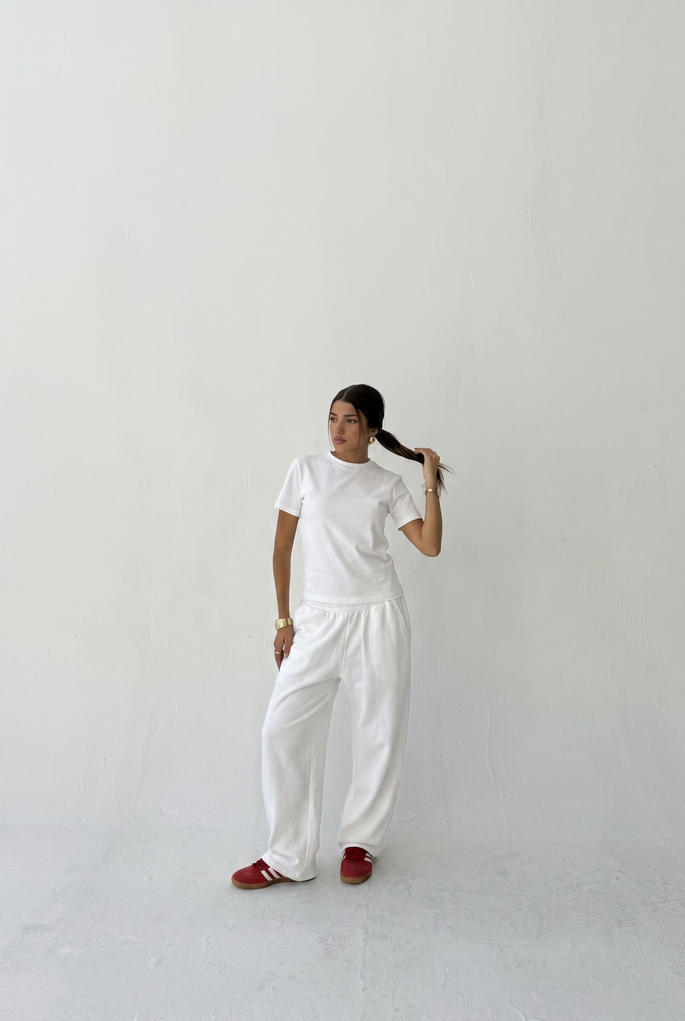WIDE LEG SWEATS - WHITE