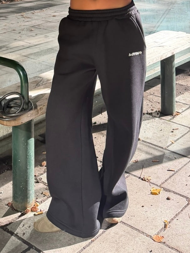 WIDE LEG SWEATS - BLACK