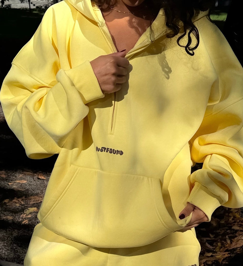 QUARTER ZIP HOODIE - YELLOW