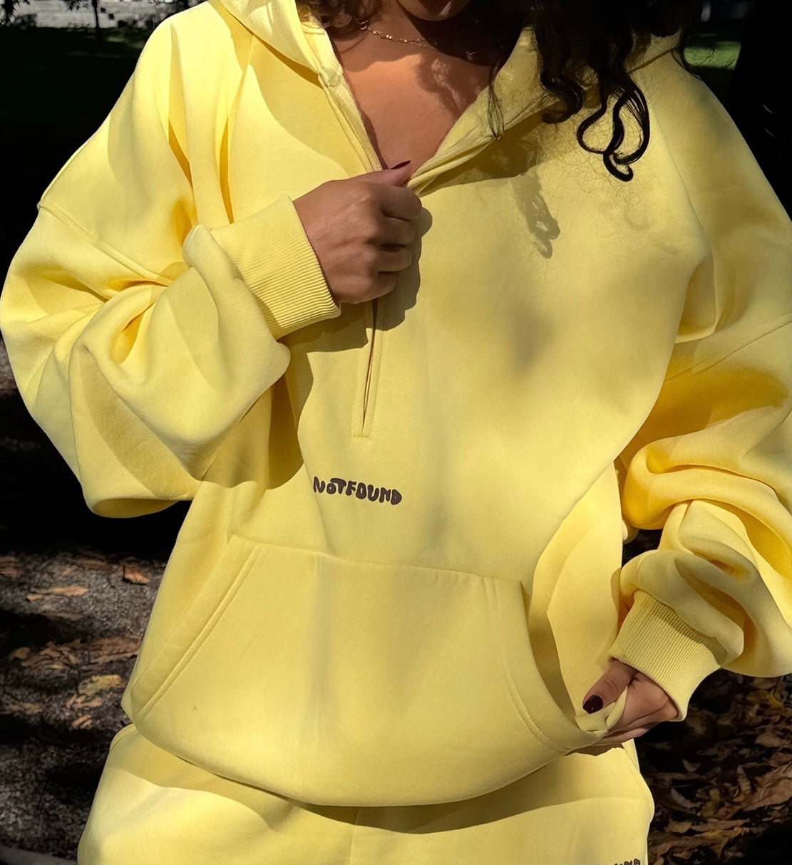 quarter zip hoodie - butter yellow