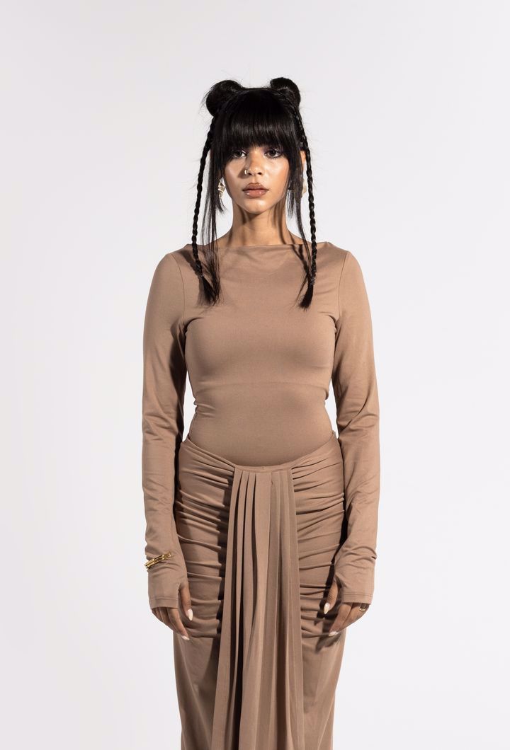 Long Sleeve Bodysuit - Brown
