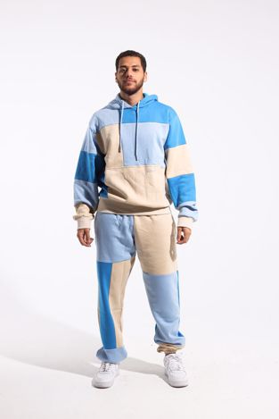 BEIGE X BLUE HOODIE
