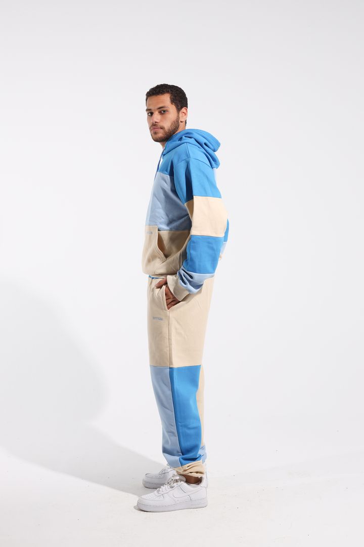 BEIGE X BLUE HOODIE