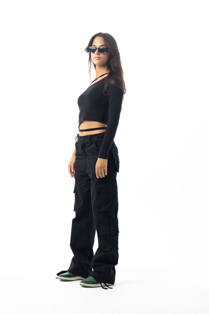 black 2 lines 1 shoulder 