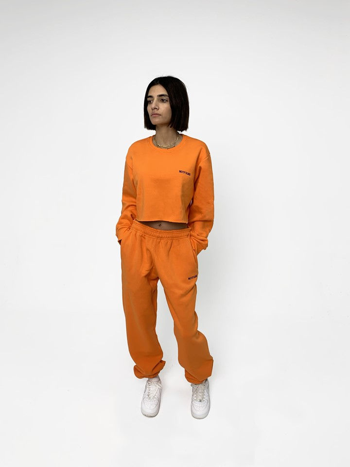 orange stacked sweats